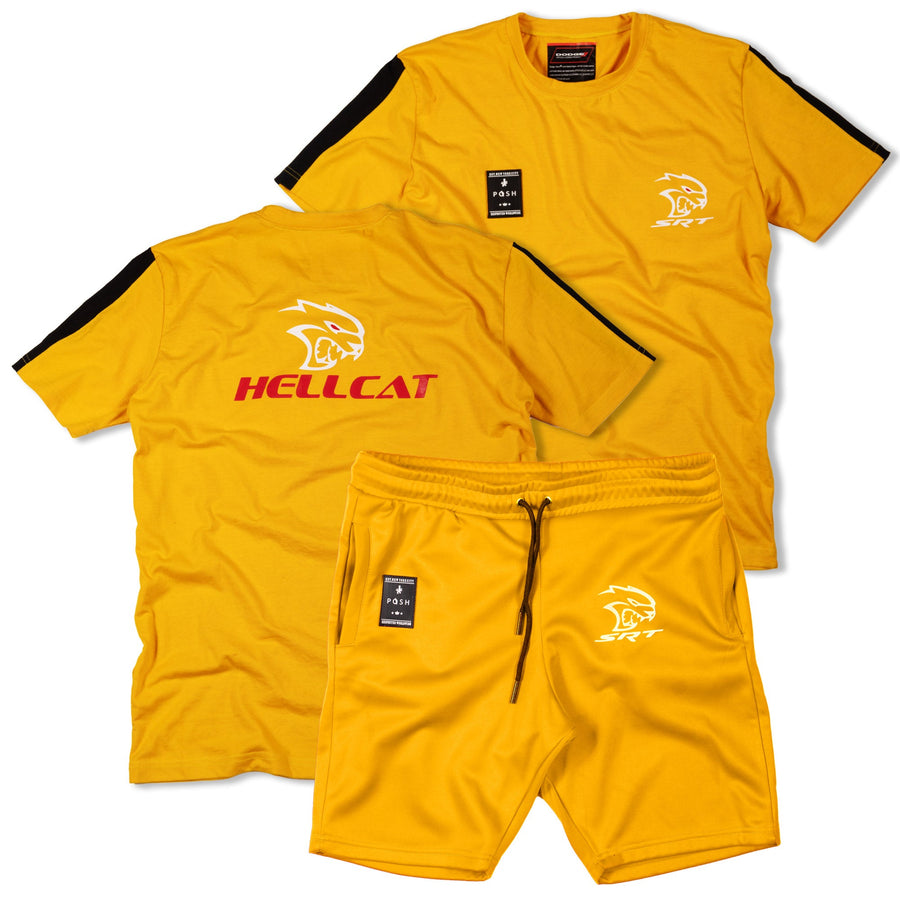 Dodge Hellcat SRT Shorts Set Yellow / Black - Licensed