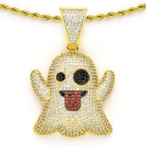 Ghost Pendant with 14K Gold Plated Rope Chain
