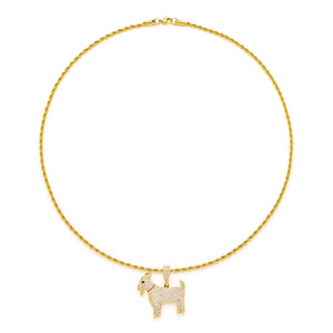 The Goat Pendant with 14K Gold Plated Rope Chain