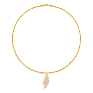 Lightning Pendant with 14K Gold Plated Rope Chain