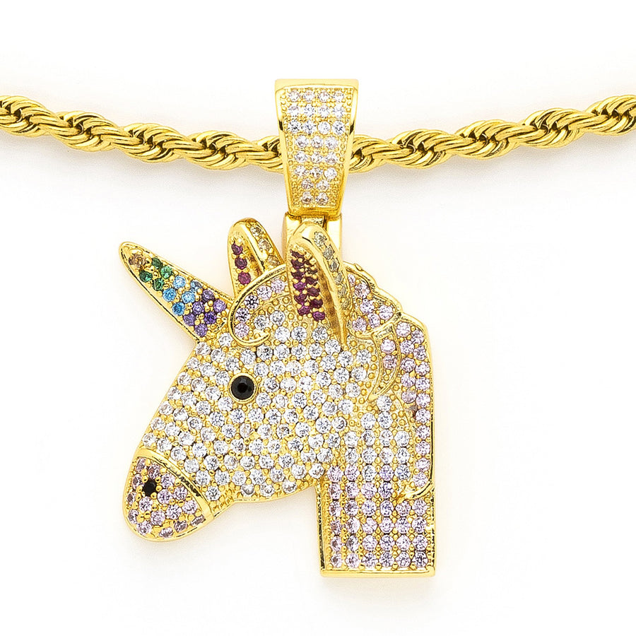 Unicorn Pendant with 14K Gold Plated Rope Chain