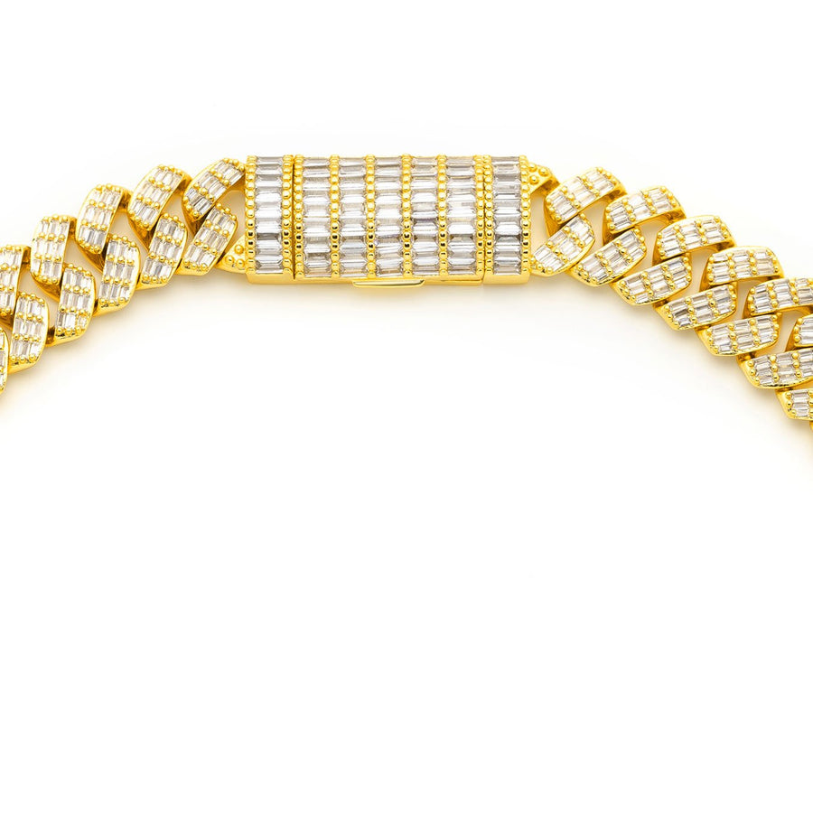 14K Gold Plated Iced Out Baguette Cuban Link Chain