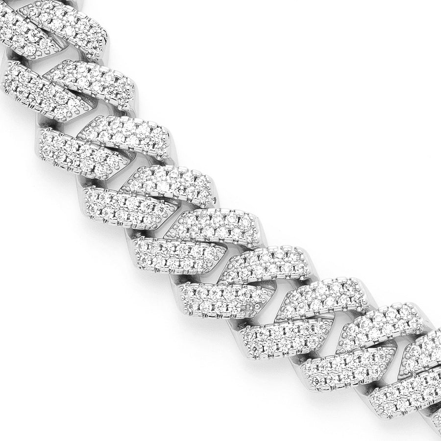 14K White Gold Plated Iced Out Cuban Link Chain