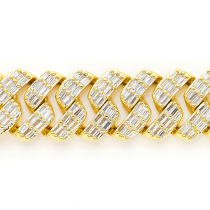 Baguette Iced Out Cuban Link 14K Gold Plated Bracelet