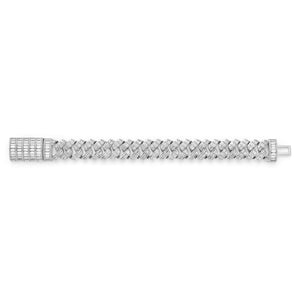 Baguette Iced Out Cuban Link 14K White Gold Plated Bracelet