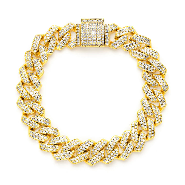 Cuban Link Iced Out 14K Gold Plated Bracelet