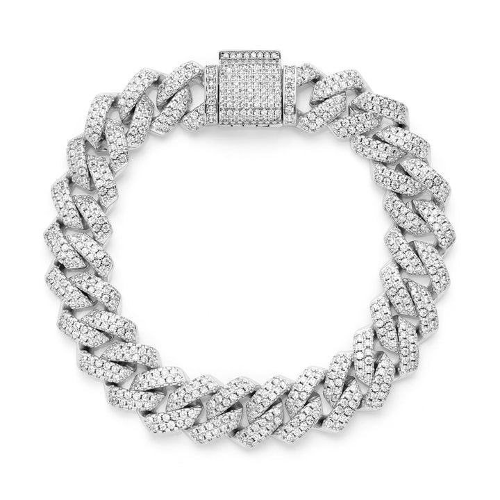 Cuban Link Iced Out 14K White Gold Plated Bracelet
