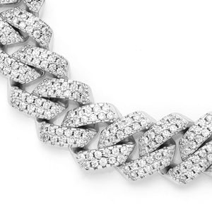 Cuban Link Iced Out 14K White Gold Plated Bracelet