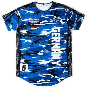 Club Foreign Performance Longline T-shirt Camo Blue - Trends Society