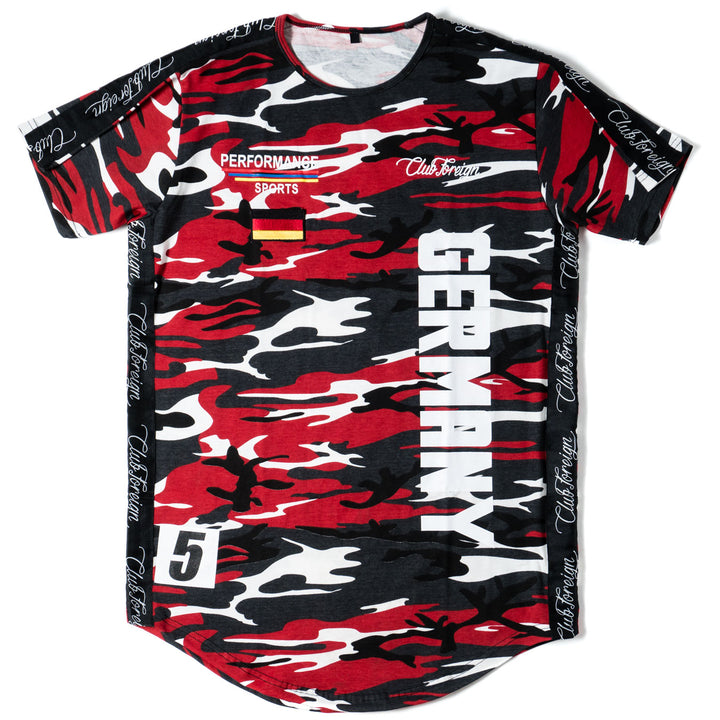 Club Foreign Performance Longline T-shirt Camo Red - Trends Society