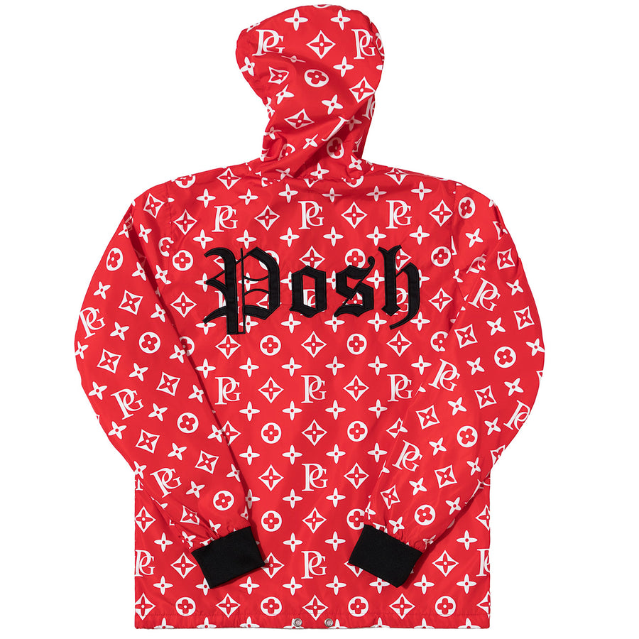 Posh LV_SPRM Windbreaker Hoodie Jacket Red - Trends Society