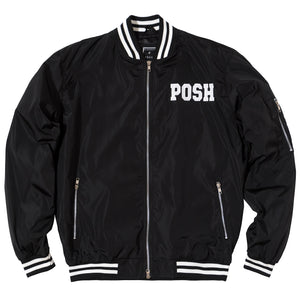 Posh Black Bomber Jacket - Trends Society