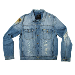 Posh Denim Distressed Jacket - Washed Blue - Trends Society