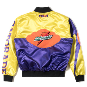 Posh "GatoRacing" Two Tone Satin Racing Jacket Yellow Purple - Trends Society