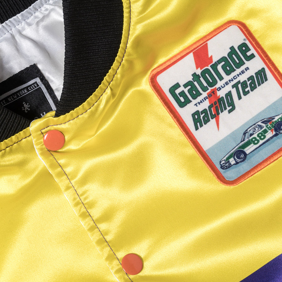 Posh "GatoRacing" Two Tone Satin Racing Jacket Yellow Purple - Trends Society