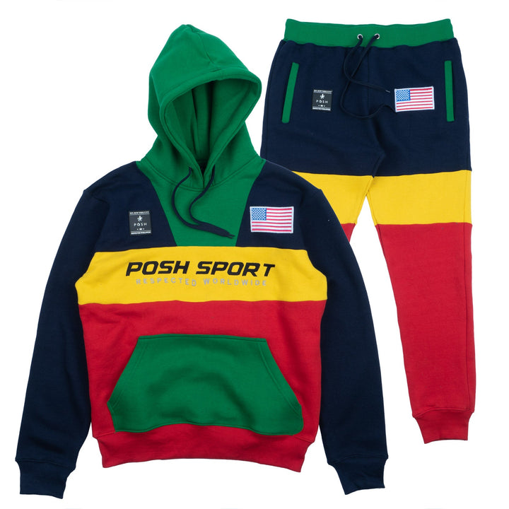 Posh Sport Sweatsuit Multicolor, Green Hood
